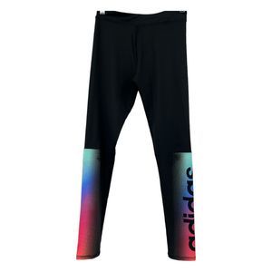 Adidas leggings Large 14 youth girls rainbow athletic leisure ankle black pants